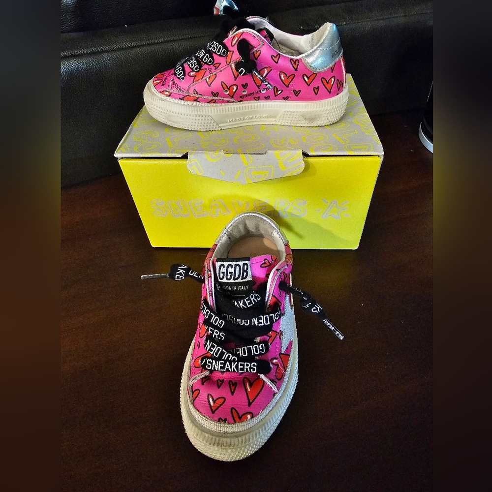 Toddler Girl Golden Goose hot pink shoes size 22.